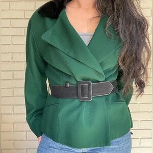 Vintage Taiga Paris Wool Green Belted Jacket